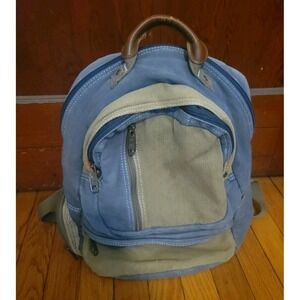 Vintage Perry Ellis Two Tone Canvas Multi Pocket Laptop Backpack *READ*